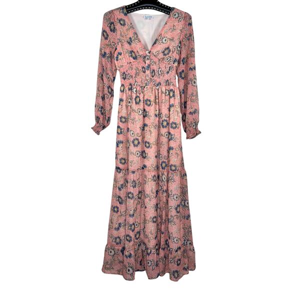 Patrons of Peace Floral Long Sleeve Smocked Maxi Dress XS - Picture 12 of 12
